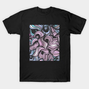 Mystic Waves | Abstract Art | Blue | Pink | Black | Vintage T-Shirt